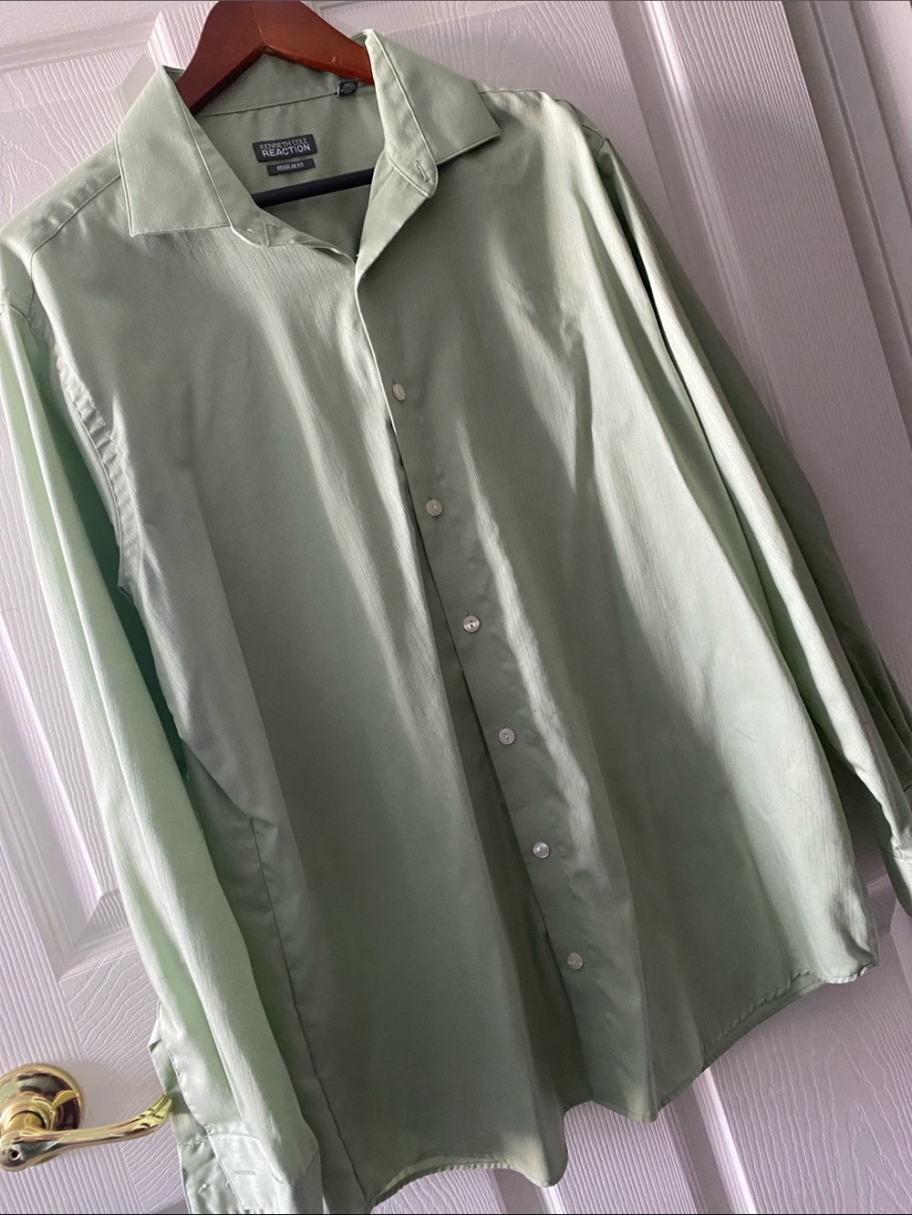 Kenneth Cole Reaction Pale Green Long-Sleeve Button-Up Shirt 16 32-33 - Picture 5 of 7